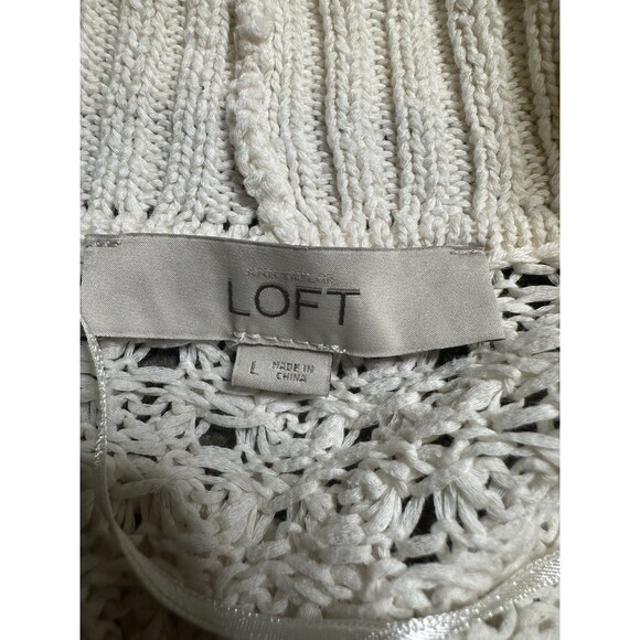 Loft Chunky Knit Cardigan Women's Large Shawl Collar Lagenlook Cream Cottagecore - Picture 11 of 11